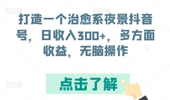 打造一个治愈系夜景抖音号，日收入300+，多方面收益，无脑操作【揭秘】-青禾学社