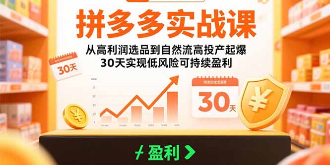 拼多多实战课：从高利润选品到自然流高投产起爆 30天实现低风险可持续盈利-青禾学社