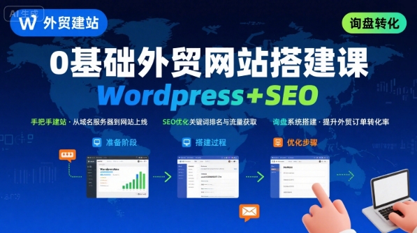 WordPress外贸建站+SEO优化课程,手把手教你从0到1搭建可获得询盘的外贸网站-青禾学社