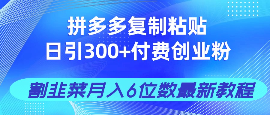 拼多多复制粘贴日引300+付费创业粉，割韭菜月入6位数最新教程！-青禾学社