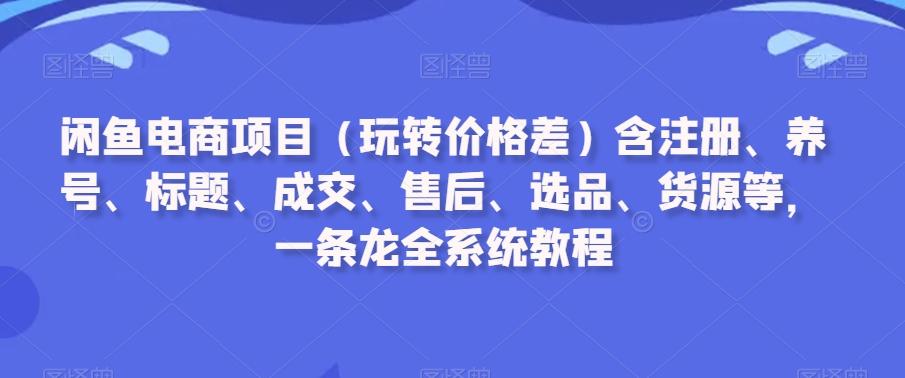 闲鱼电商项目(玩转价格差)含注册、养号、标题、成交、售后、选品、货源等,一条龙全系统教程-青禾学社