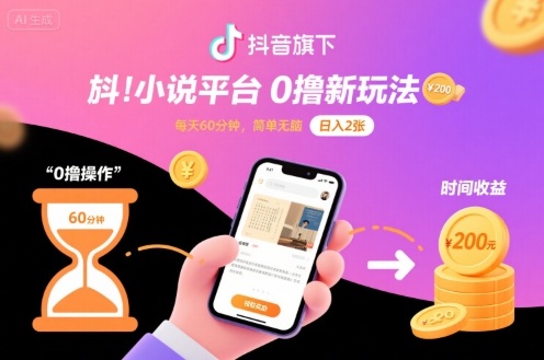 抖音旗下小说平台0撸新玩法,每天挂G60分钟,简单无脑,日入2张【揭秘】-青禾学社