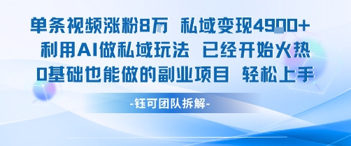 单条视频私域变现4.9k+利用AI做私域玩法 已经开始火热0基础也能做的副业项目轻松上手-青禾学社