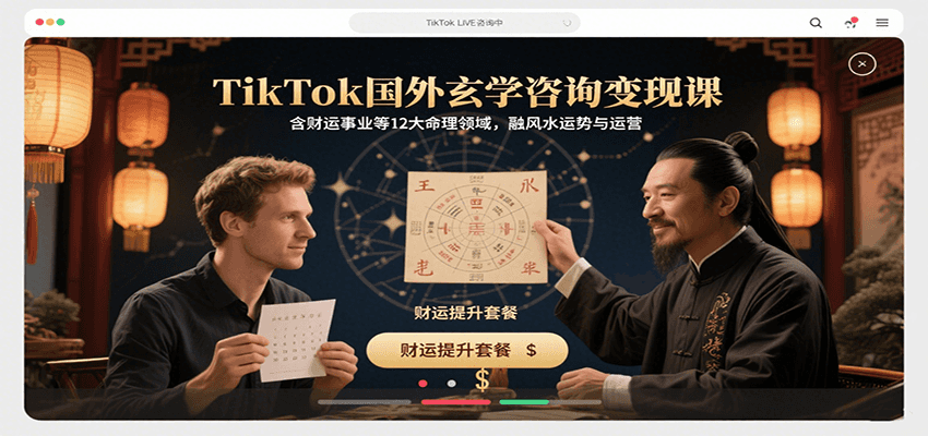 TikTok国外玄学咨询变现课,含财运事业等12大命理领域,融风水运势与运营-青禾学社