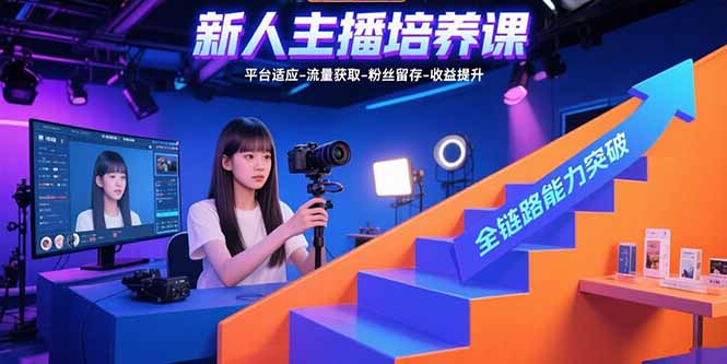 新人主播培养课:平台适应-流量获取-粉丝留存-收益提升 全链路能力突破-青禾学社