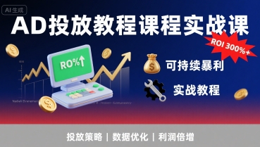 AD投放教程课程实战课,实现广告ROI300%+可持续暴利-青禾学社
