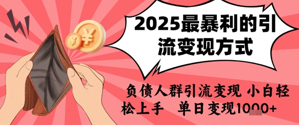 2025年最暴利的引流变现方式,负债人群引流变现,小白轻松上手,日入1k-青禾学社