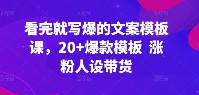 看完就写爆的文案模板课,20+爆款模板 涨粉人设带货-青禾学社