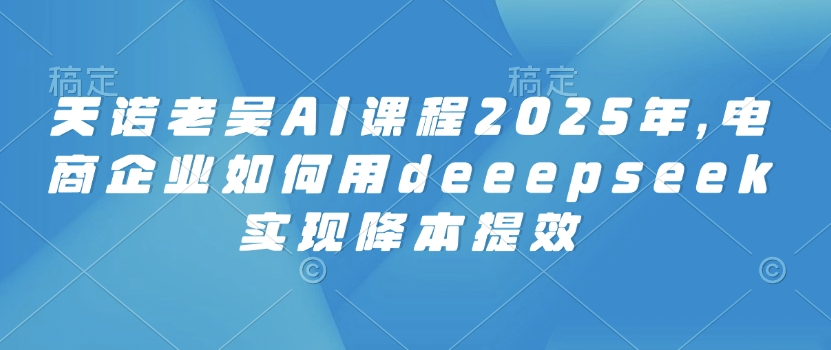 天诺老吴AI课程2025年,电商企业如何用deeepseek实现降本提效-青禾学社