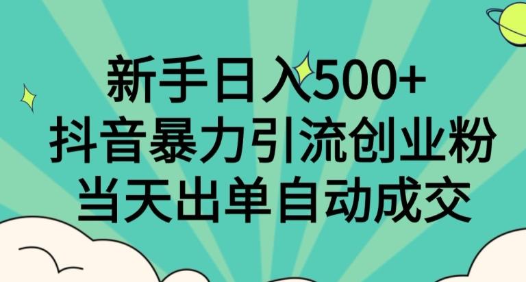 新手日入500+,抖音暴力引流创业粉,当天出单自动成交-青禾学社
