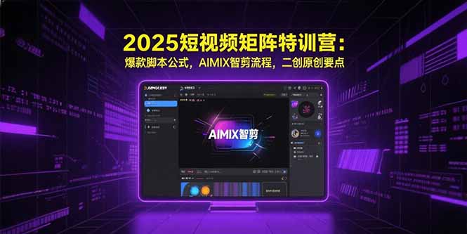 2025短视频矩阵特训营：爆款脚本公式，AIMIX智剪流程，二创原创要点-青禾学社