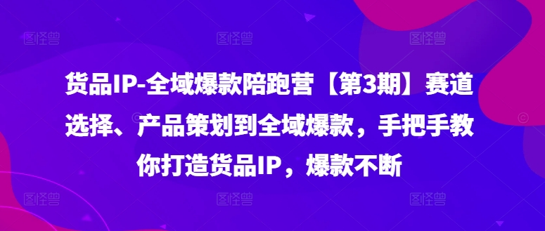 货品IP全域爆款陪跑营【第3期】赛道选择、产品策划到全域爆款,手把手教你打造货品IP,爆款不断-青禾学社
