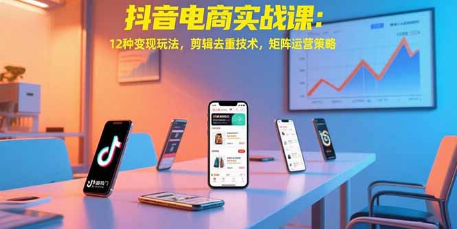 抖音电商实战课：12种变现玩法，剪辑去重技术，矩阵运营策略-青禾学社