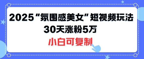 不露脸也能火！2025“氛围感美女”短视频玩法，30天涨粉5W小白可复制-青禾学社