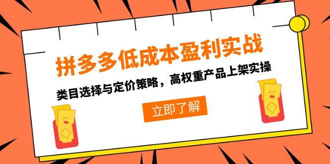 拼多多低成本盈利实战,类目选择与定价策略,高权重产品上架实操-青禾学社