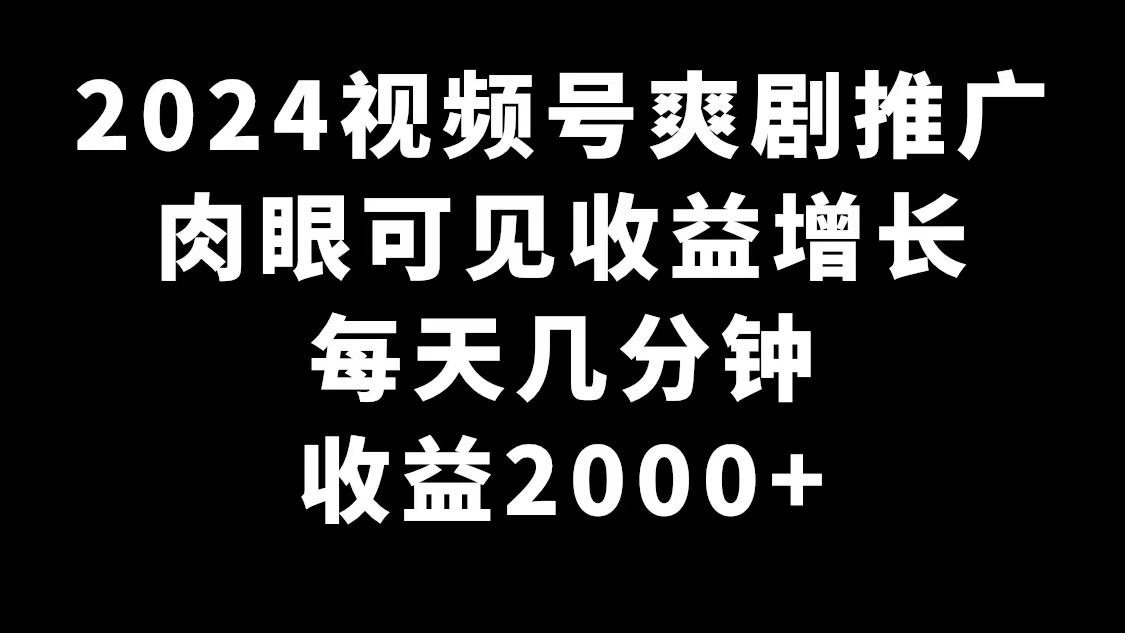 2024视频号爽剧推广,肉眼可见的收益增长,每天几分钟收益2000+-青禾学社