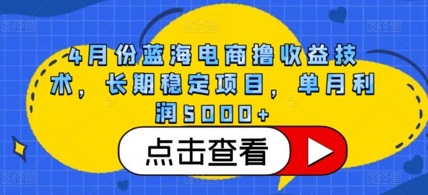 4月份蓝海电商撸收益技术,长期稳定项目,单月利润5000+【揭秘】-青禾学社