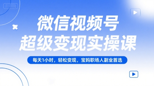 微信视频号超级变现实操课,每天1小时,轻松变现,宝妈职场人副业首选-青禾学社