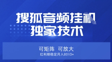 【搜狐音频挂G】独家技术,可矩阵可放大,红利期稳定月入8k【揭秘】-青禾学社