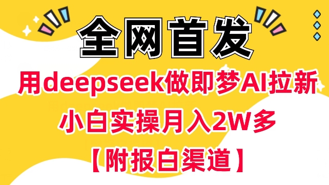 用deepseek做即梦Ai拉新 小白实操月入过W+【附报白渠道】-青禾学社