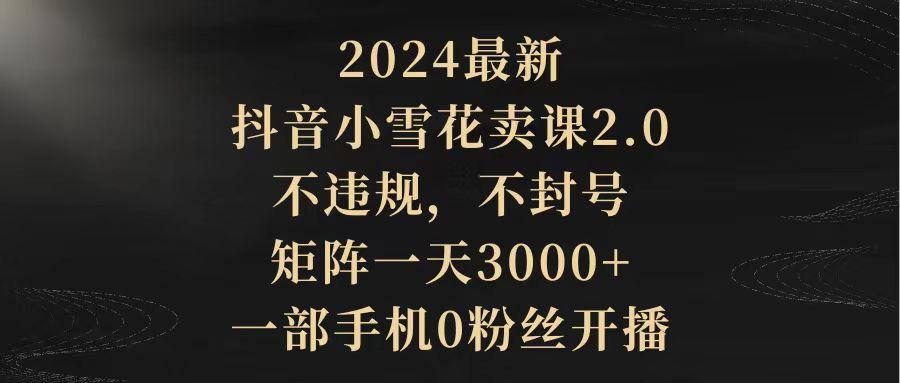 (9639期)2024最新抖音小雪花卖课2.0 不违规 不封号 矩阵一天3000+一部手机0粉丝开播-青禾学社