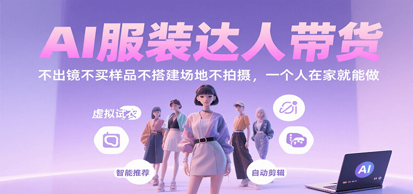 AI服装达人带货,不出镜不买样品不搭建场地不拍摄,一个人在家就能做-青禾学社