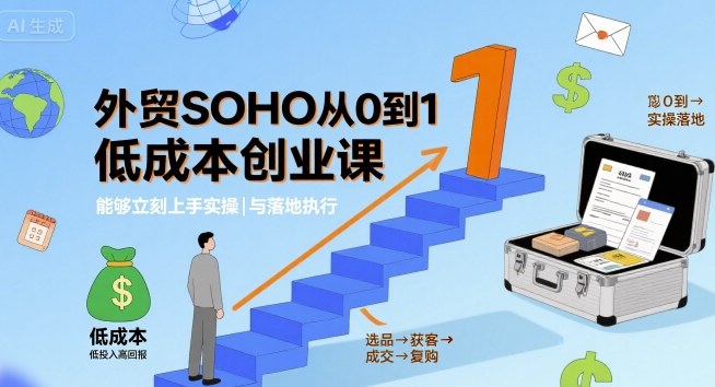 外贸SOHO从0到1低成本创业课，能够立刻上手实操与落地执行-青禾学社