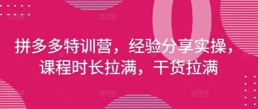 拼多多特训营,经验分享实操,课程时长拉满,干货拉满(更新25年4月)-青禾学社