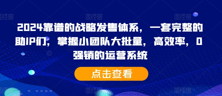 2024靠谱的战略发售体系,一套完整的助IP们,掌握小团队大批量,高效率,0 强销的运营系统-青禾学社