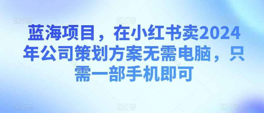 蓝海项目，在小红书卖2024年公司策划方案无需电脑，只需一部手机即可-青禾学社