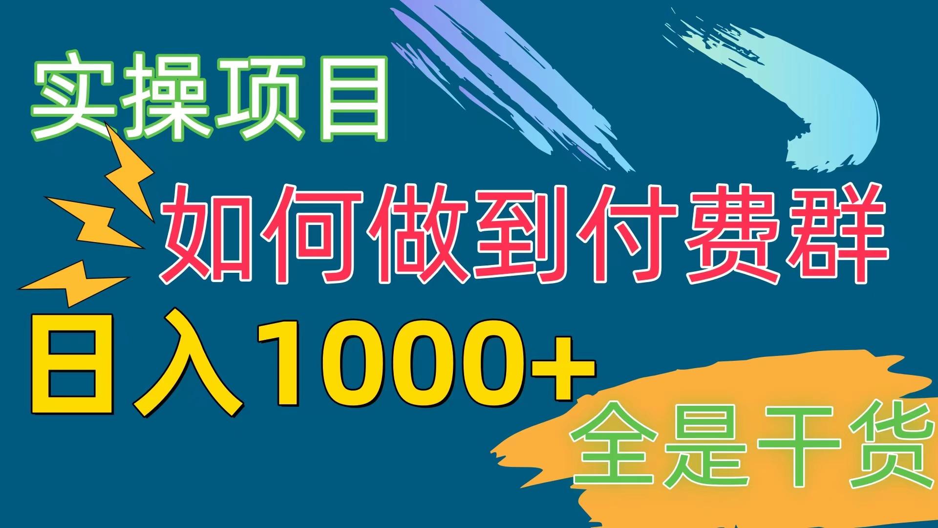 [实操项目]付费群赛道，日入1000+-青禾学社