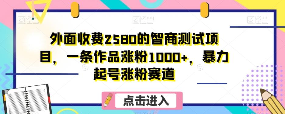外面收费2580的智商测试项目，一条作品涨粉1000+，暴力起号涨粉赛道【揭秘】-青禾学社
