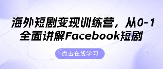 海外短剧变现训练营,从0-1全面讲解Facebook短剧-青禾学社
