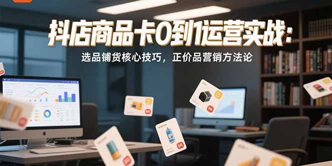 抖店商品卡0到1运营实战:选品铺货核心技巧,正价品营销方法论-青禾学社