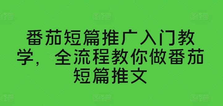 番茄短篇推广入门教学,全流程教你做番茄短篇推文-青禾学社