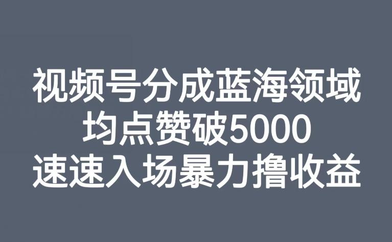视频号分成蓝海领域,均点赞破5000,速速入场暴力撸收益-青禾学社