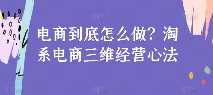 电商到底怎么做?淘系电商三维经营心法-青禾学社