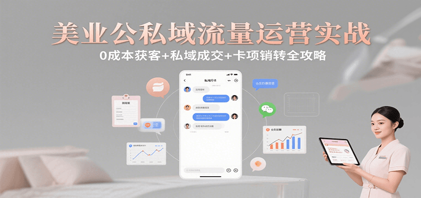 美业公私域流量运营实战:0成本获客+私域成交+卡项销转全攻略-青禾学社