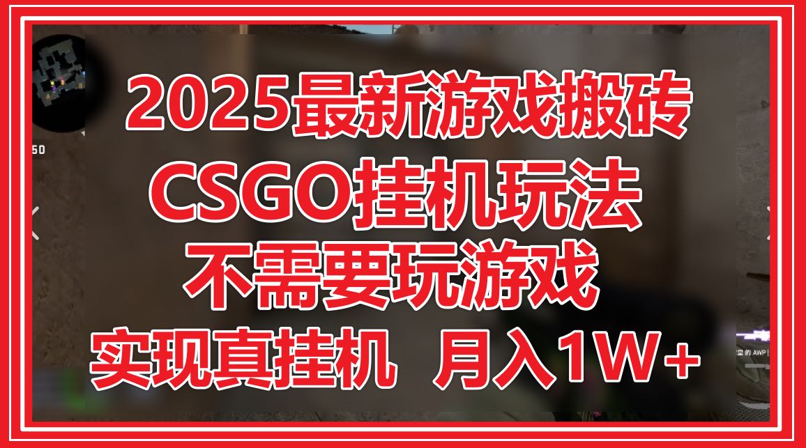 2025最新游戏搬砖,CSGO挂机,不需要玩游戏,实现真挂机,月入1W+-青禾学社
