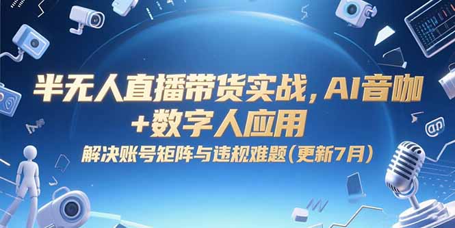半无人直播带货实战,AI音咖+数字人应用 解决账号矩阵与违规难题(更新7月-青禾学社