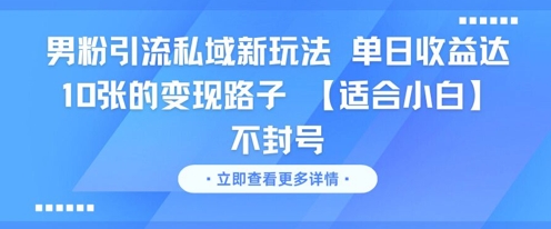 男粉引流私域新玩法,单日收益达10张的变现路子 【适合小白】不封号-青禾学社