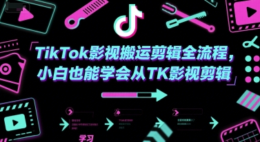 TikTok影视搬运剪辑全流程，小白也能学会从TK影视剪辑-青禾学社