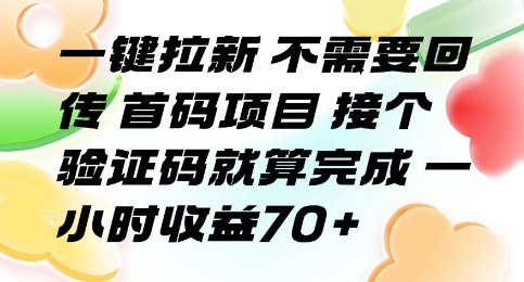 一键拉新 不需要回传 首码项目 接个验证码就算完成 一小时收益70+【揭秘】-青禾学社
