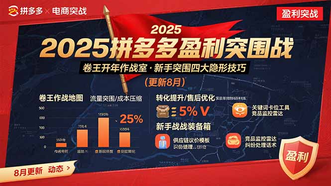 2025拼多多盈利突围战:卷王开年作战室,新手突围四大隐形技巧(更新8月-青禾学社