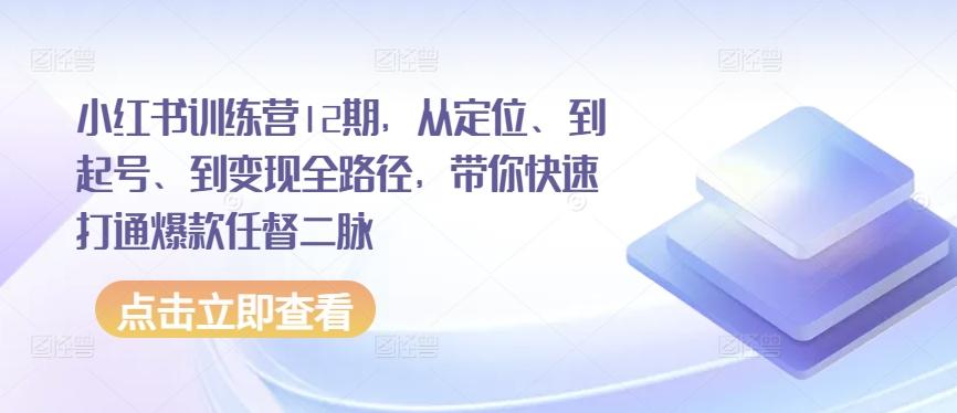 小红书训练营12期，从定位、到起号、到变现全路径，带你快速打通爆款任督二脉-青禾学社