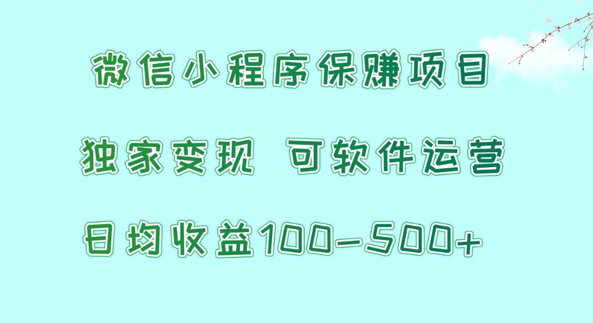 微信小程序保赚项目，日均收益100~500+，独家变现，可软件运营-青禾学社
