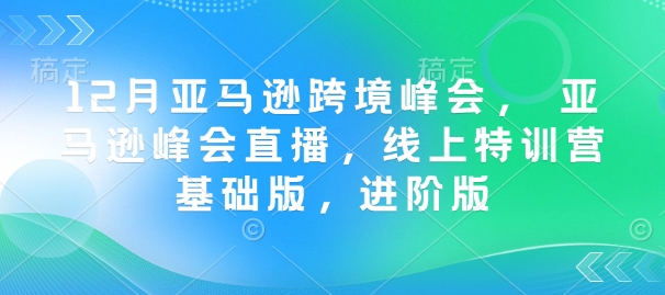 12月亚马逊跨境峰会， 亚马逊峰会直播，线上特训营基础版，进阶版-青禾学社