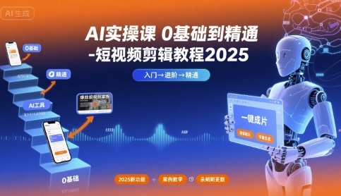 AI实操课0基础到精通-短视频剪辑教程2025-青禾学社