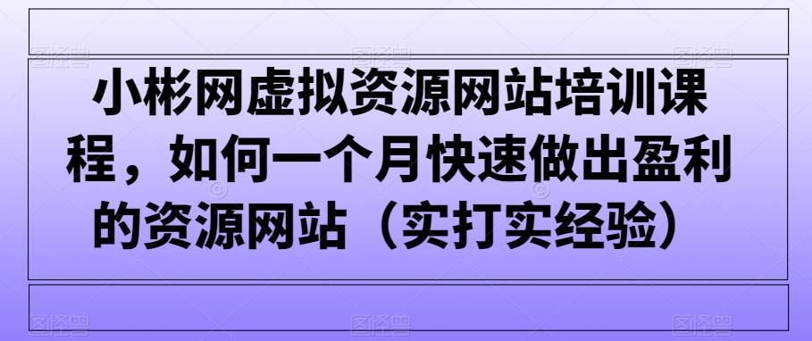 小彬网虚拟资源网站培训课程,如何一个月快速做出盈利的资源网站(实打实经验)-青禾学社