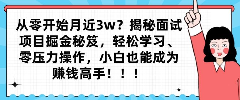 从零开始月近3w？揭秘面试项目掘金秘笈，轻松学习、零压力操作，小白也能成为赚钱高手-青禾学社